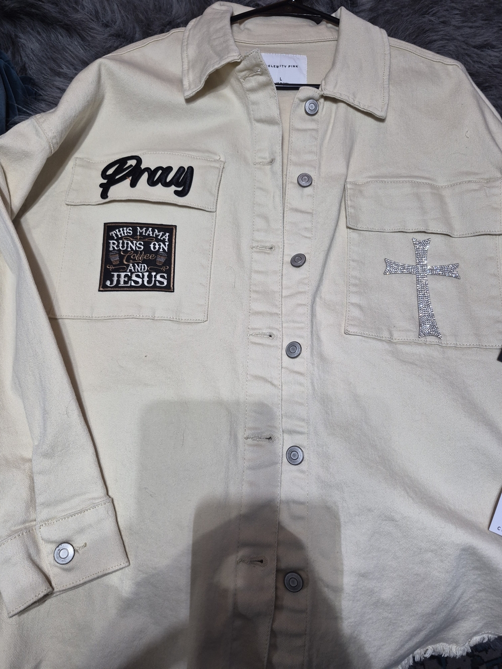 Beige Women's Button-Up Shacket
